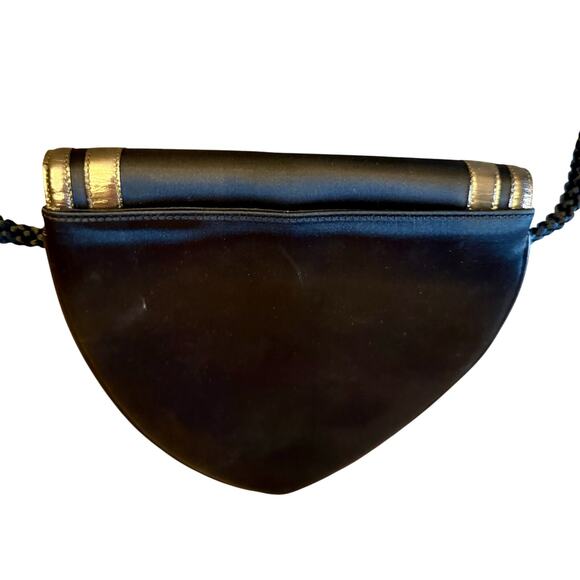 Givenchy Black Metallic Satin Leather Clutch Crossbody Bag Holiday Authentic - Picture 3 of 14